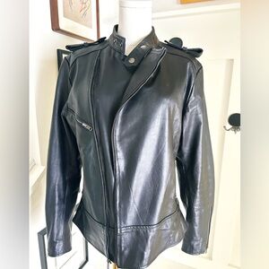 Women’s Real Leather Moto Jacket Black Asymmetrical Zip